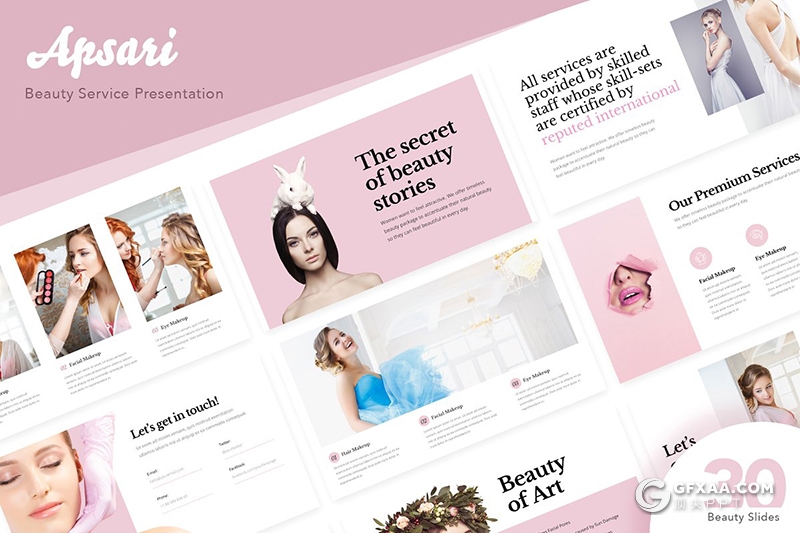 30页女性美妆行业介绍展示Google slides模板 - 顶尖PPT