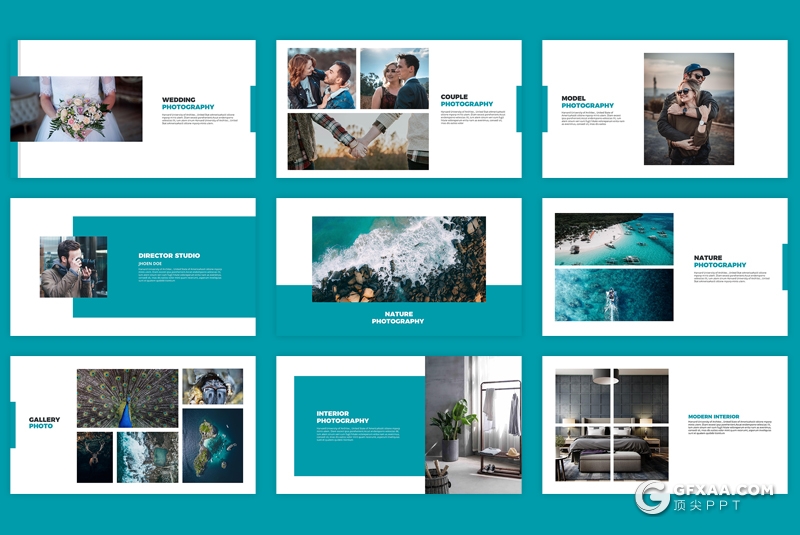 30页国外扁平化风格摄影团队介绍作品展示keynote模板 - 顶尖PPT