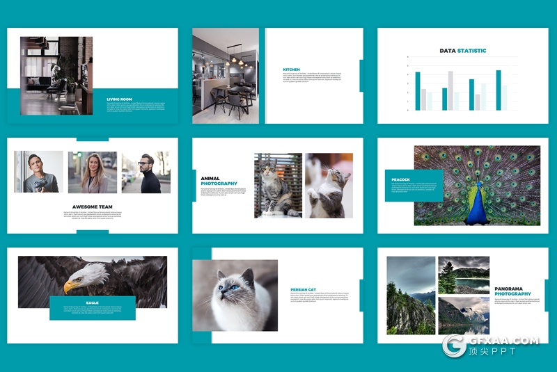 30页国外扁平化风格摄影团队介绍作品展示keynote模板 - 顶尖PPT