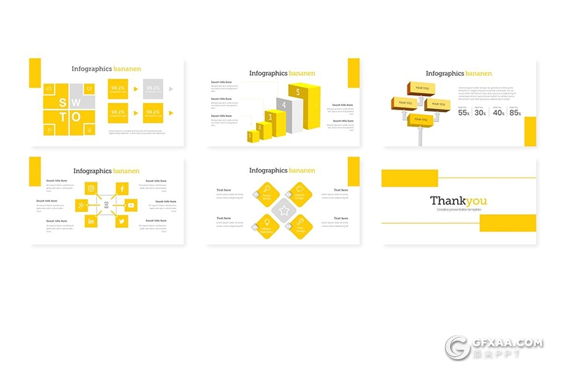 30页5种配色扁平化国外商务ppt模板 - 顶尖PPT
