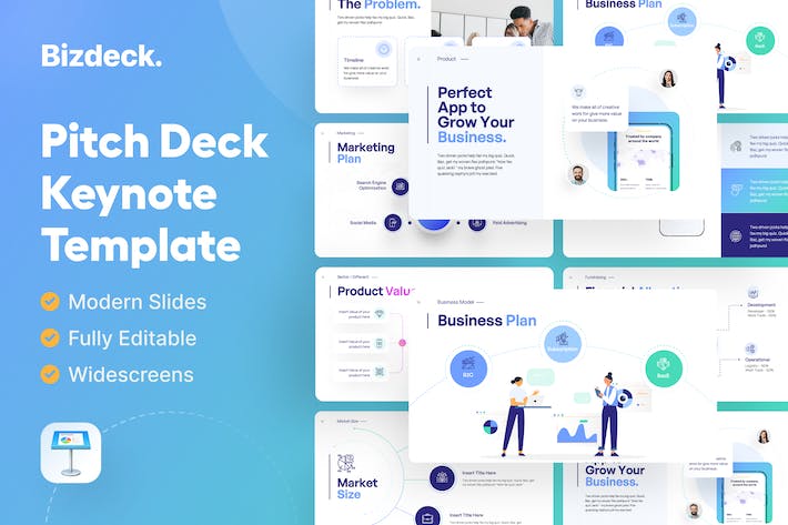 商业主题插画业务合作keynote模板 - 顶尖PPT