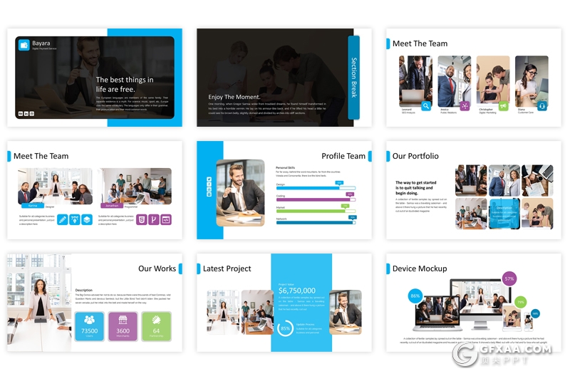 30页多种彩色搭配国外高端商务多用途PPT模板 - 顶尖PPT