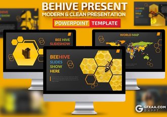 53页创意六边形组合蜂巢图形PPT模板 - 顶尖PPT