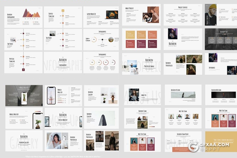 50页简约文艺风格国外ppt模板 - 顶尖PPT