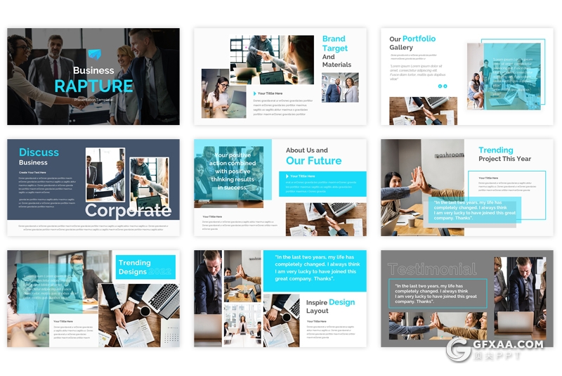 30页5种配色企业项目合作企业会议Google slides模板 - 顶尖PPT