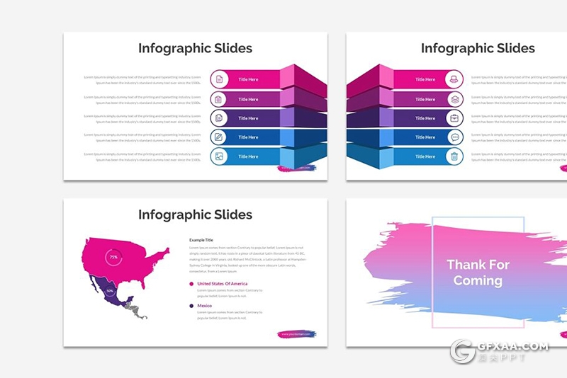 30页创意笔刷图形设计精美渐变配色商务Google slides模板 5种配色风格 - 顶尖PPT