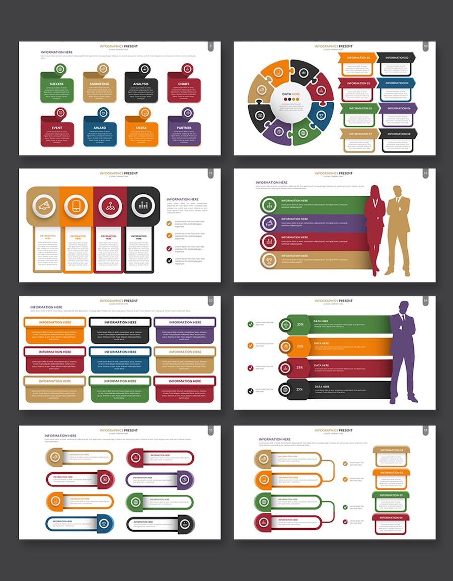 微立体商务标签式数据展示信息图keynote模板 - 顶尖PPT