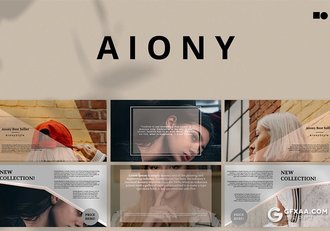 50页简约风格时尚模特照片展示ppt模板 - 顶尖PPT