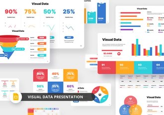 彩色可视化数据统计图形PPT模板 - 顶尖PPT