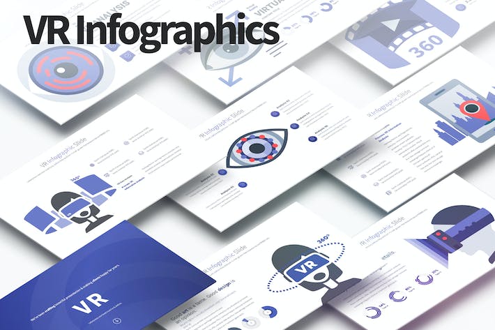 VR虚拟现实科技插画图形PPT模板 - 顶尖PPT