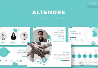 30页创意圆形组合设计商务多用途ppt模板 5种主题配色 - 顶尖PPT