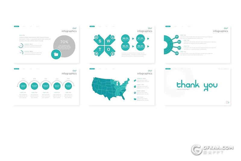 30页创意圆形组合设计商务多用途Google slides模板 5种主题配色 - 顶尖PPT
