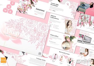 30页国外创意花纹图形女性美容护肤行业Google slides模板 5种主题配色 - 顶尖PPT