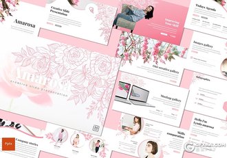 30页国外创意花纹图形女性美容护肤行业PPT模板 5种主题配色 - 顶尖PPT