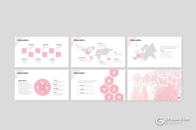 30页国外创意花纹图形女性美容护肤行业keynote模板 5种主题配色 - 顶尖PPT