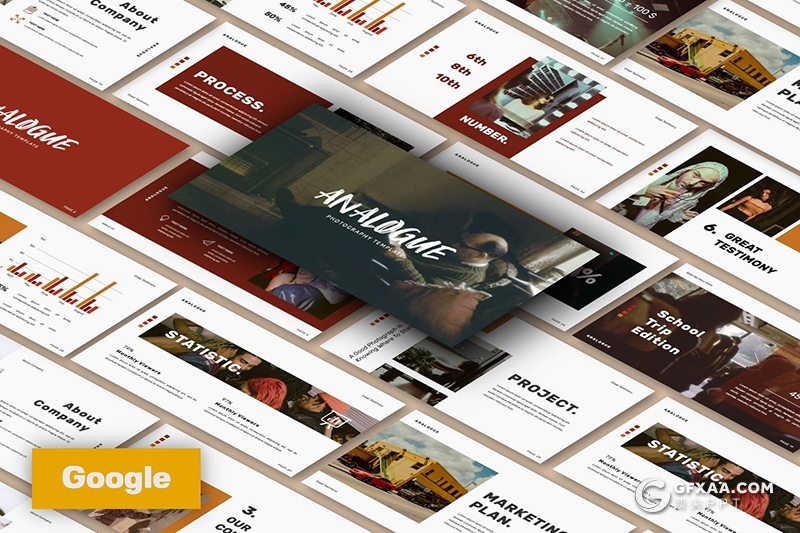 50页欧美简约时尚风格多用途Google slides模板 - 顶尖PPT