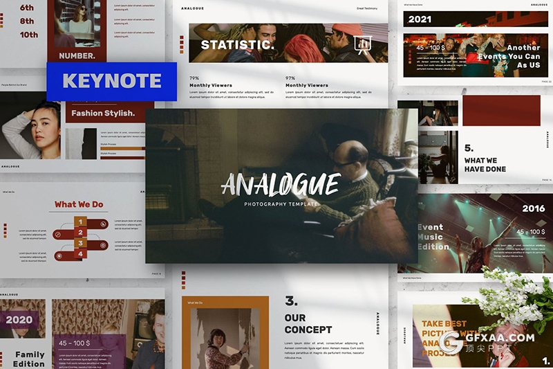 50页欧美简约时尚风格多用途keynote模板 - 顶尖PPT