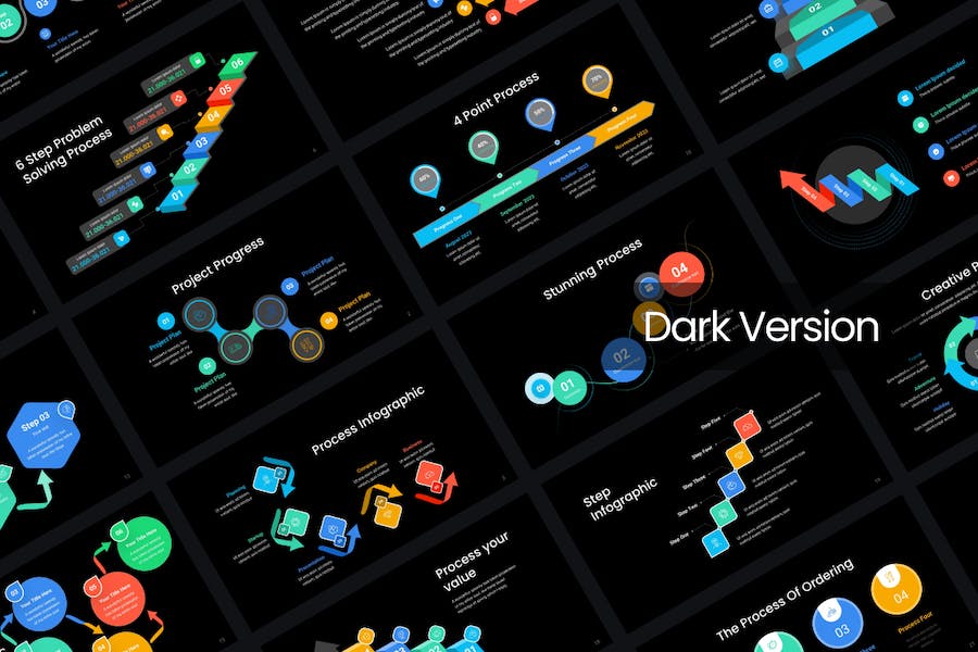 创意彩色流程步骤图形PPT模板 - 顶尖PPT