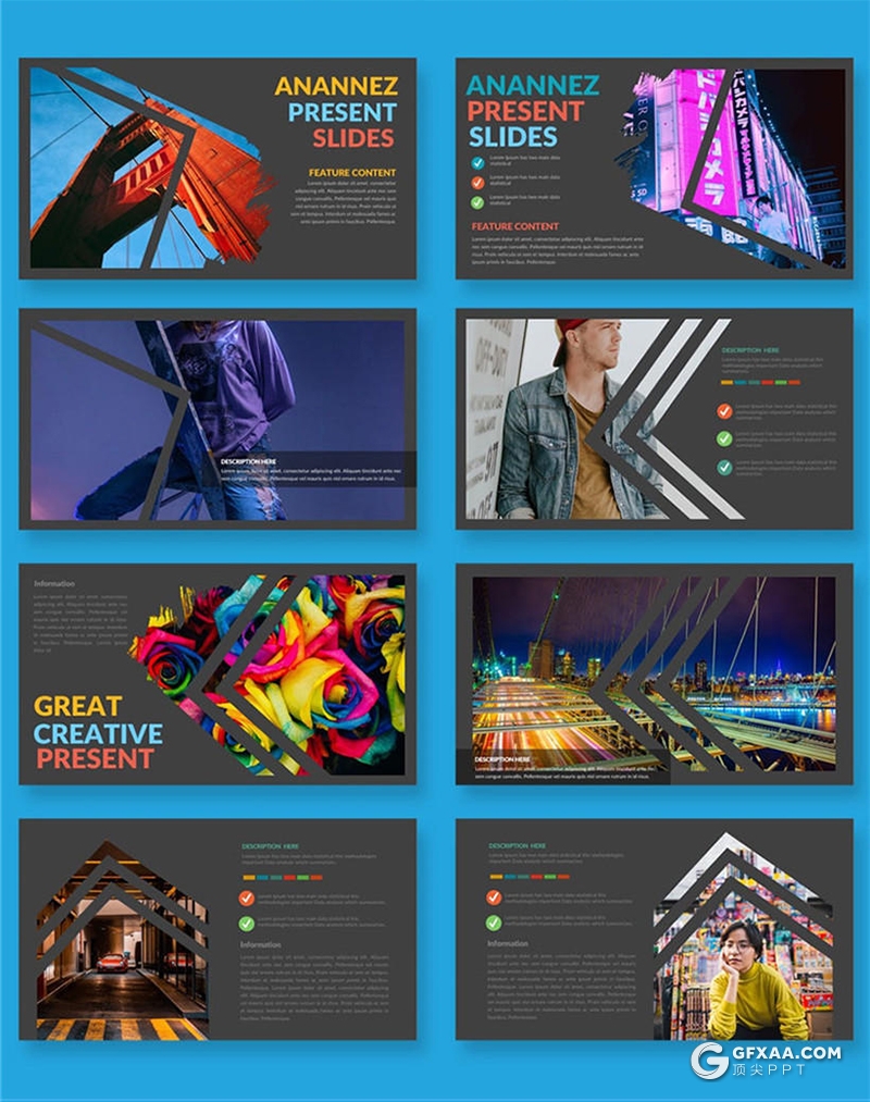 31页创意图片剪影国外文艺风格keynote模板 - 顶尖PPT