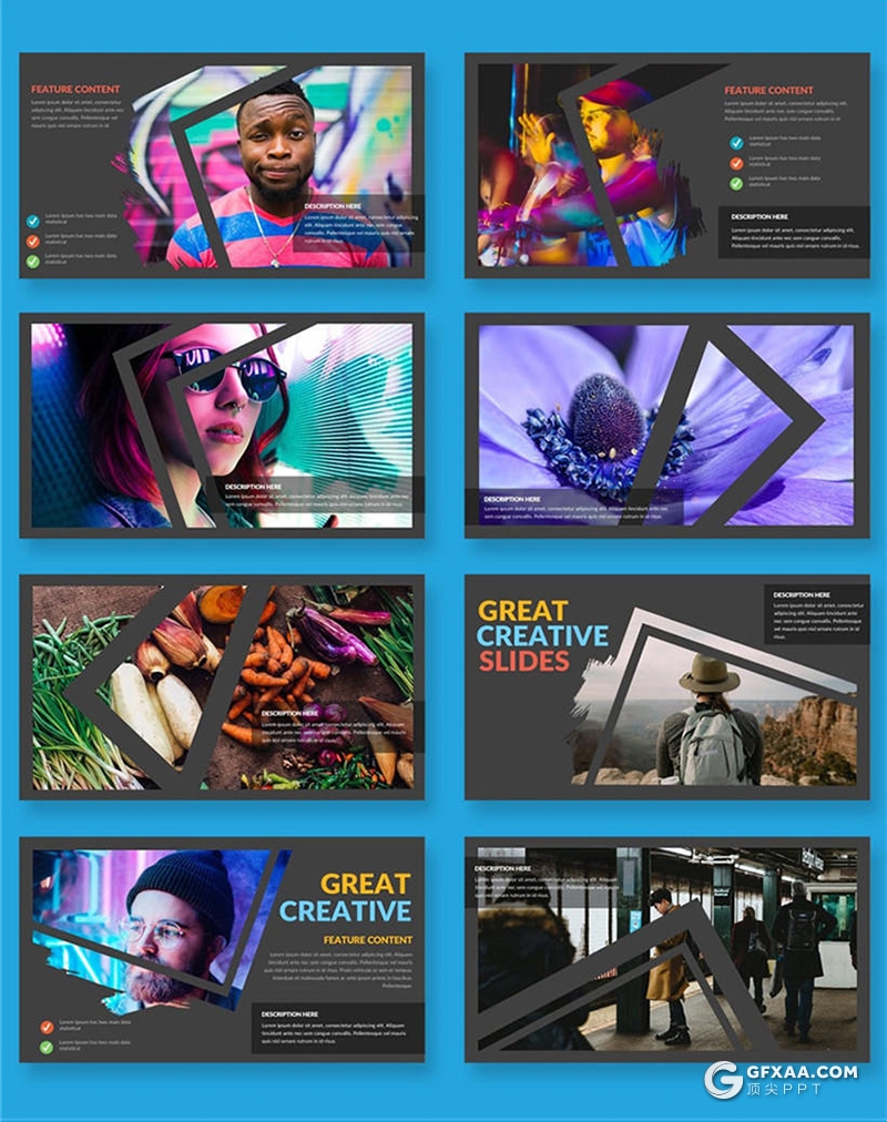 31页创意图片剪影国外文艺风格keynote模板 - 顶尖PPT