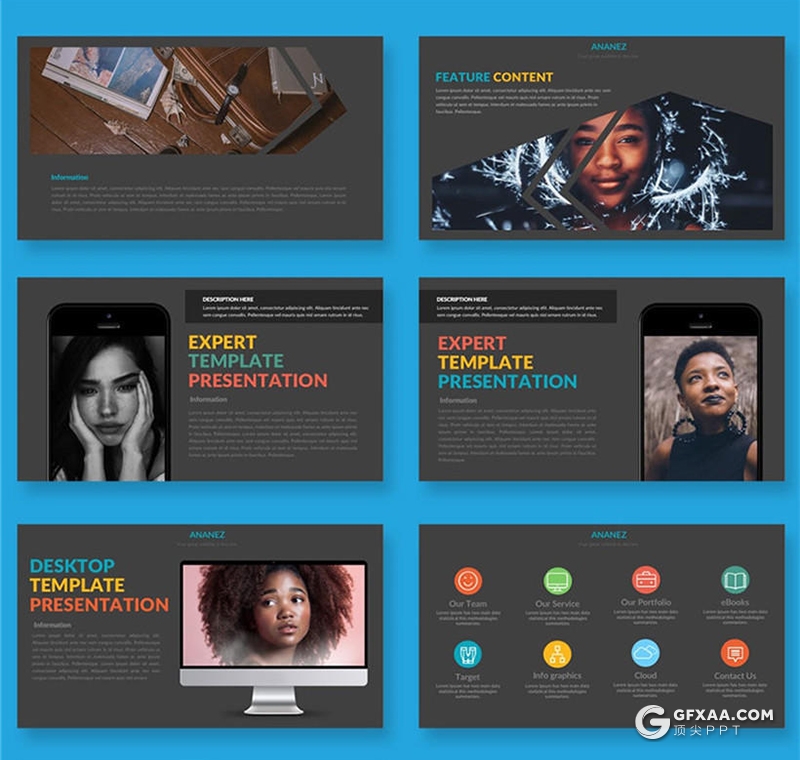 31页创意图片剪影国外文艺风格keynote模板 - 顶尖PPT