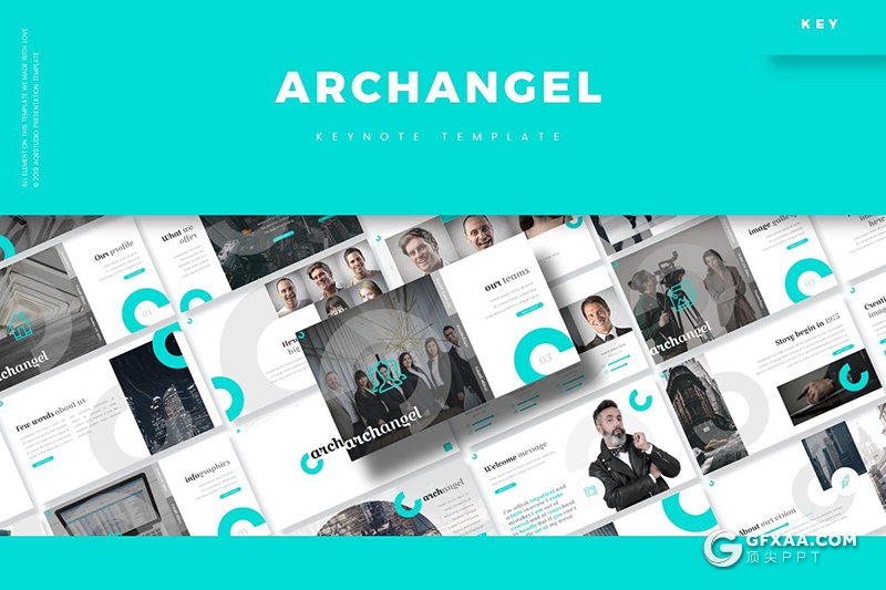 30页5种配色圆形图形组合商务风格国外keynote模板 - 顶尖PPT