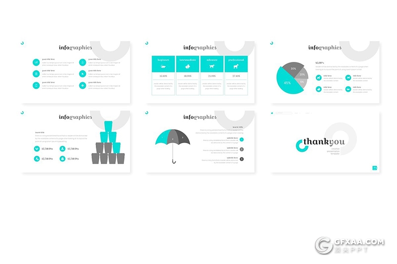 30页5种配色圆形图形组合商务风格国外ppt模板 - 顶尖PPT