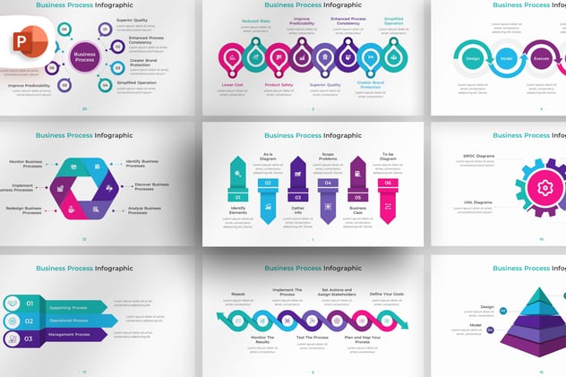 彩色业务流程可视化图形PPT模板 - 顶尖PPT