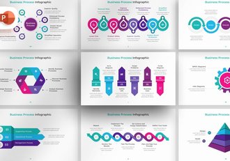 彩色业务流程可视化图形PPT模板 - 顶尖PPT