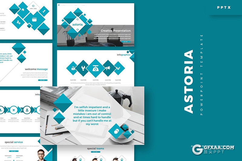 30页创意方形色块组合国外商务多用途PPT模板 5种主题配色 - 顶尖PPT