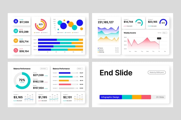 数据仪表板统计分析信息图形PPT模板 - 顶尖PPT