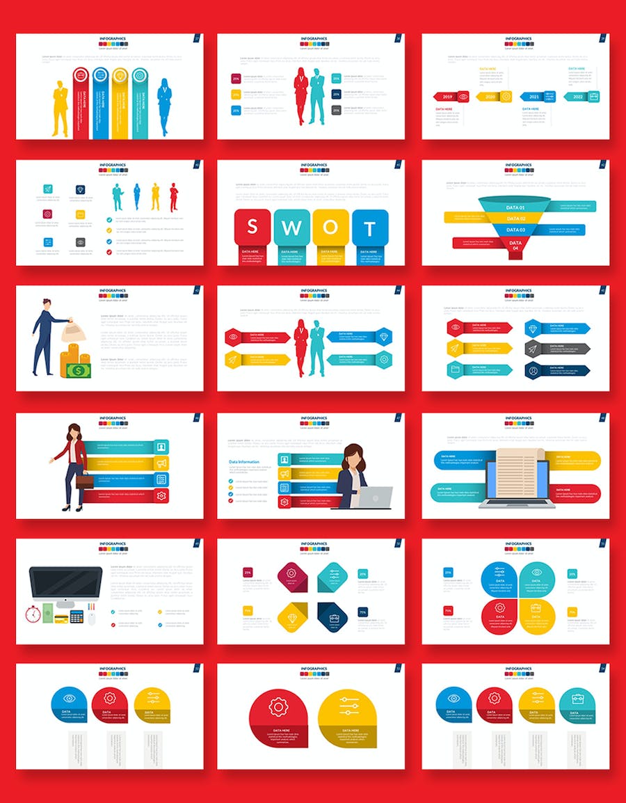 卡通商务插画要点图形国家地图PPT模板 - 顶尖PPT