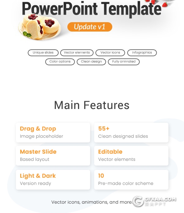 57页高端设计风格餐饮美食介绍欧美PPT模板 10种主题配色2种底色 - 顶尖PPT