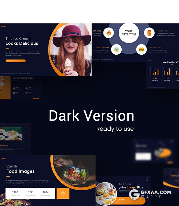 57页高端设计风格餐饮美食介绍欧美PPT模板 10种主题配色2种底色 - 顶尖PPT