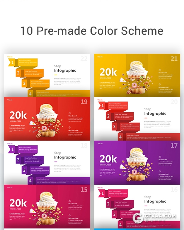 57页高端设计风格餐饮美食介绍欧美PPT模板 10种主题配色2种底色 - 顶尖PPT