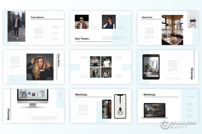 30页极简风格团队人员图片展示介绍ppt模板 - 顶尖PPT