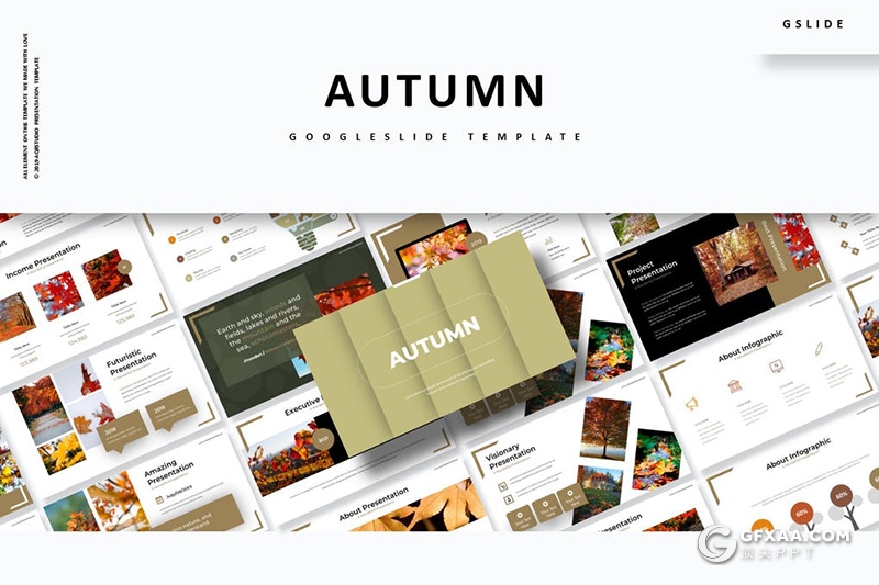 30页5种主题配色秋季主题风格Google slides模板 - 顶尖PPT
