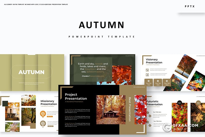 30页5种主题配色秋季主题风格ppt模板 - 顶尖PPT