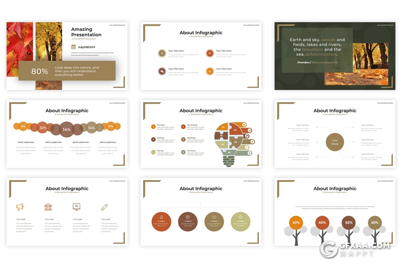 30页5种主题配色秋季主题风格ppt模板 - 顶尖PPT