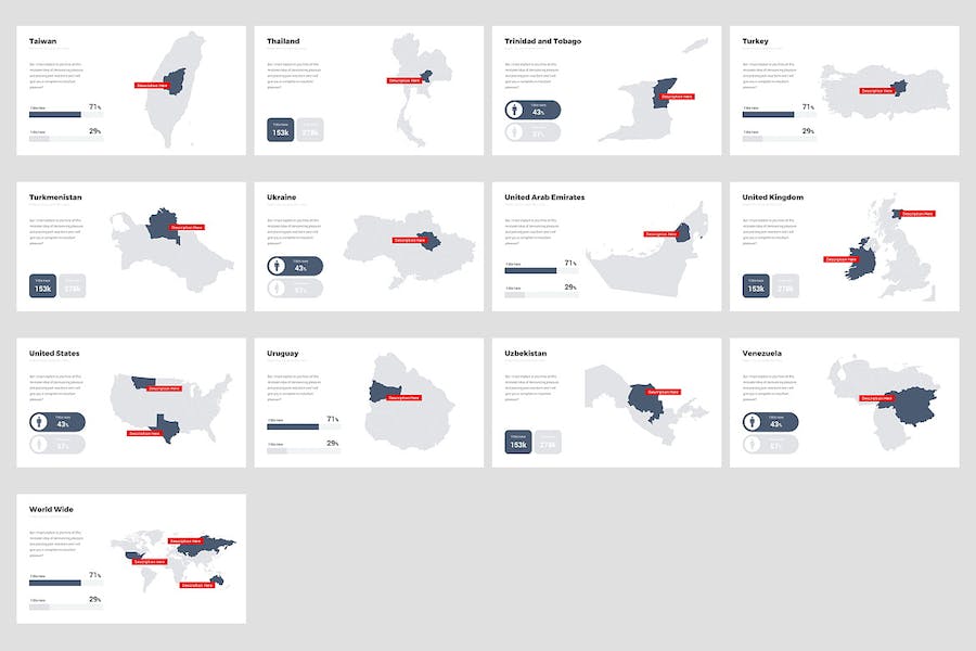 全世界国家地区地图图形keynote模板 - 顶尖PPT
