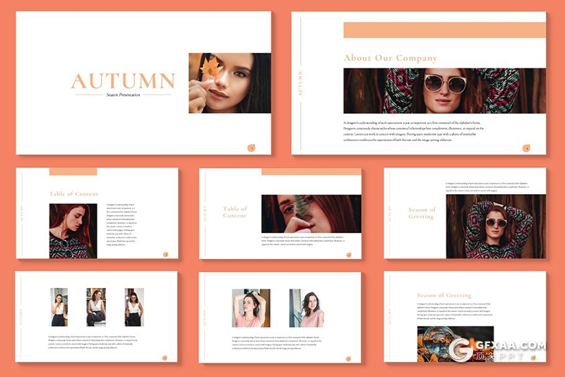 54页极简文艺风格个人写真摄影图片展示Google slides模板 - 顶尖PPT