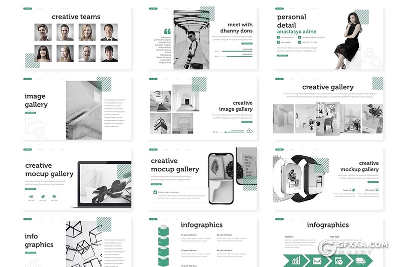 30页欧美商务风格团队介绍工作总结ppt模板 5种主题配色 - 顶尖PPT