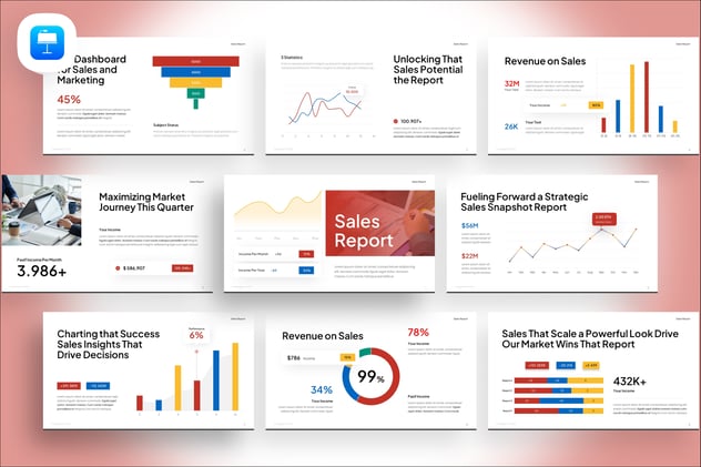 销售报告数据信息图形keynote模板 - 顶尖PPT