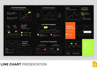 黑色底彩色折线图数据可视化PPT模板 - 顶尖PPT