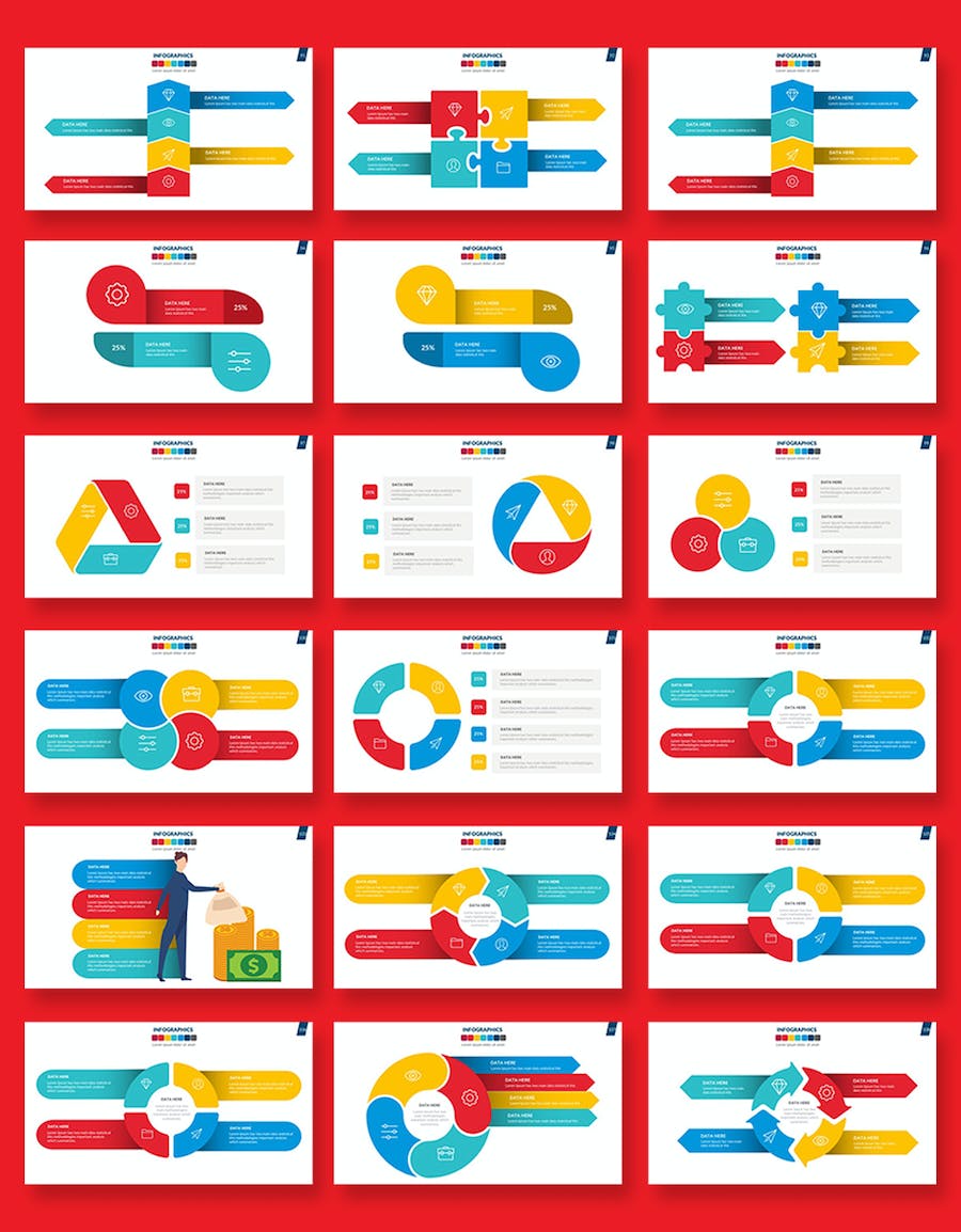 卡通商务插画要点图形国家地图PPT模板 - 顶尖PPT