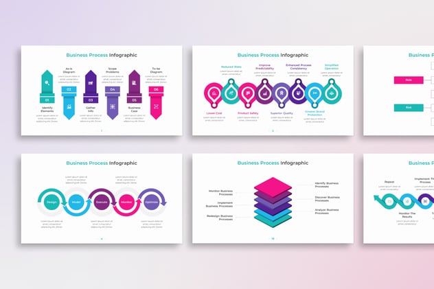 彩色业务流程可视化图形PPT模板 - 顶尖PPT