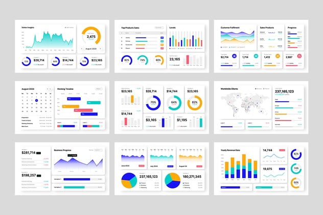 数据仪表板统计分析信息图形PPT模板 - 顶尖PPT