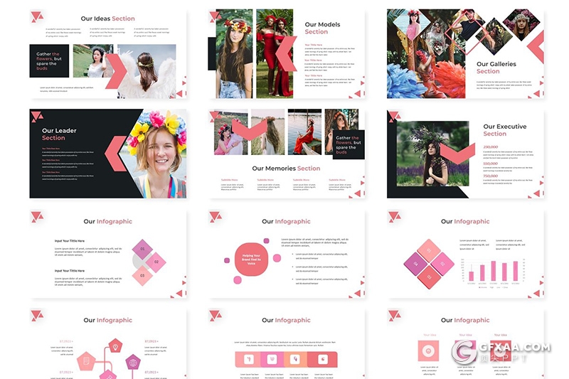 30页5种配色婚礼拍摄个人写真拍照分析统计keynote模板 - 顶尖PPT