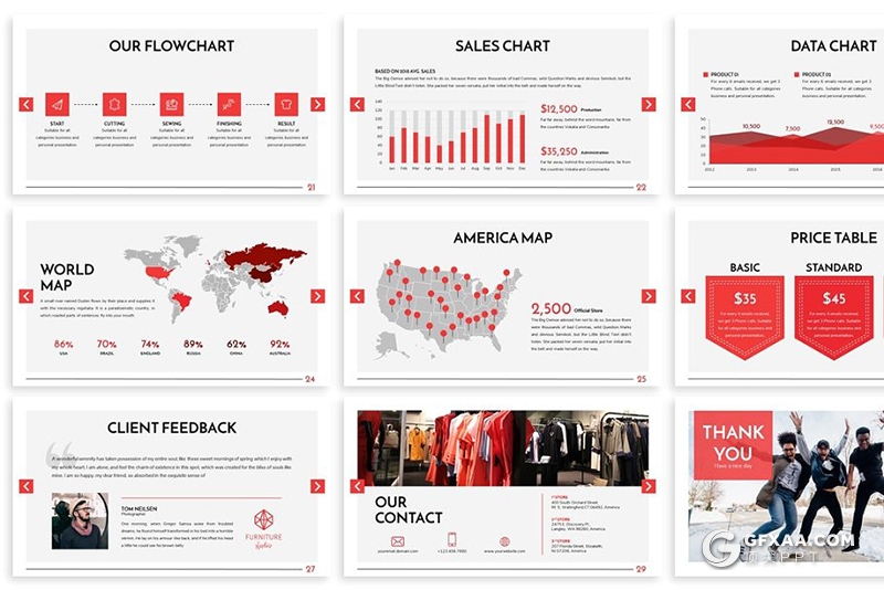 30页服装市场调研分析统计服装展示PPT模板 3种主题配色 - 顶尖PPT