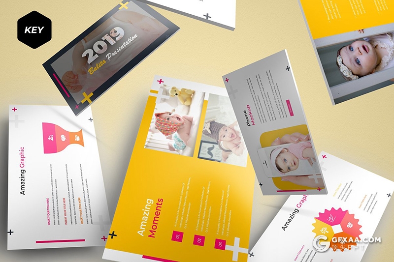 30页宝宝满月百岁照展示摄影行业调研分析keynote模板 - 顶尖PPT